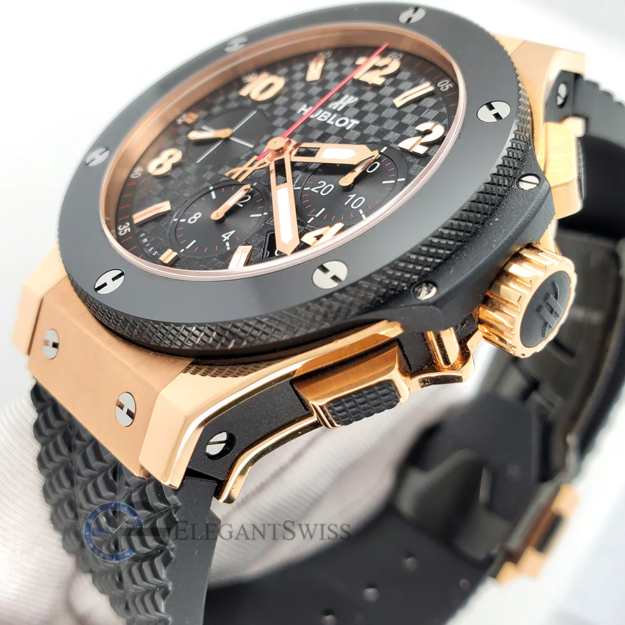 Hublot Big Bang Chronograph 44mm Ceramic Black Bezel/Rubber Strap/Rose Gold Watch 301.PB.131.RX Box Papers - Image 3