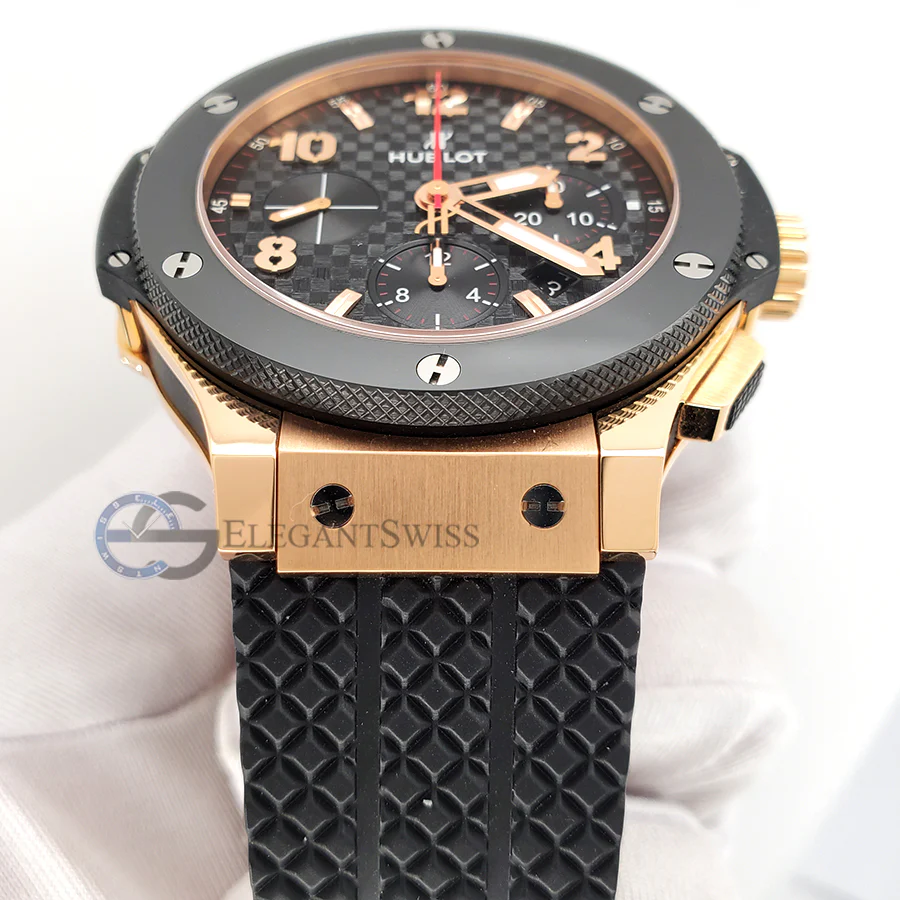 Hublot Big Bang Chronograph 44mm Ceramic Black Bezel/Rubber Strap/Rose Gold Watch 301.PB.131.RX Box Papers - Image 4