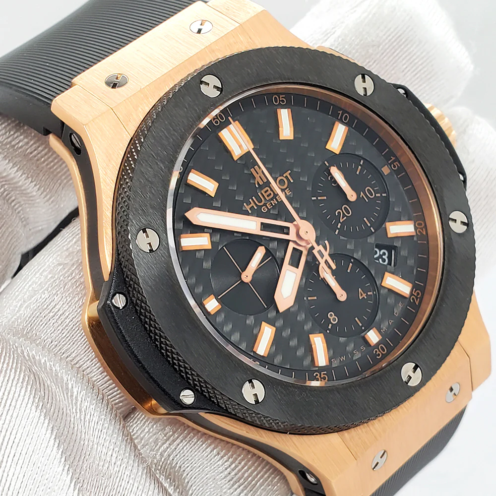 Hublot Big Bang Chronograph 44mm Ceramic Black Bezel/Rubber Strap/Rose Gold Watch 301.PM.1780.RX Box Papers - Image 2