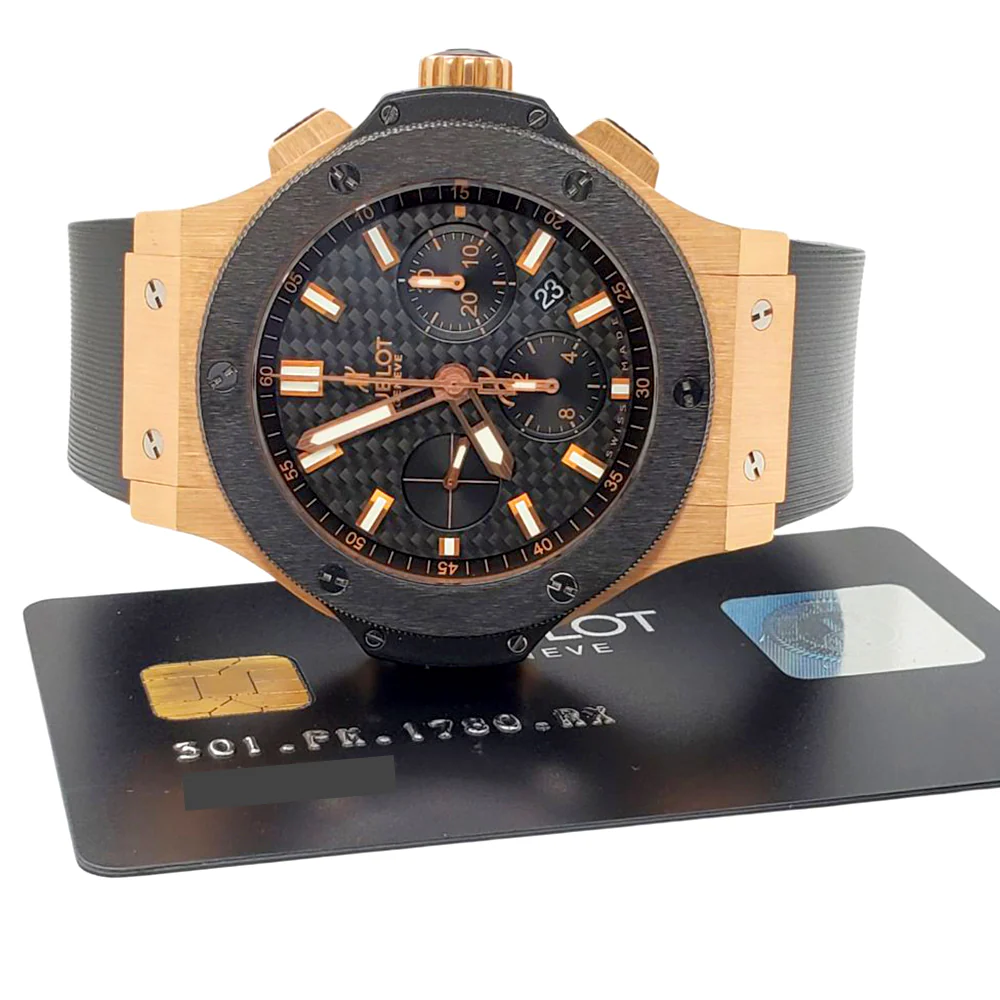 Hublot Big Bang Chronograph 44mm Ceramic Black Bezel/Rubber Strap/Rose Gold Watch 301.PM.1780.RX Box Papers - Image 6