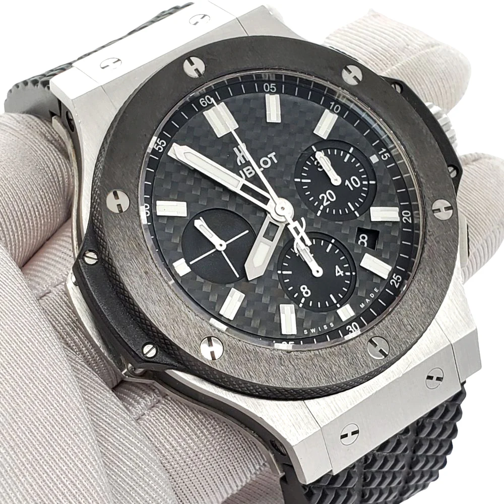 Hublot Big Bang Chronograph 44mm Ceramic Black Bezel/Rubber Strap/Steel Watch 301.SM.1770.RX Box Papers - Image 2
