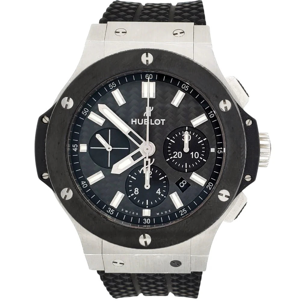 Hublot Big Bang Chronograph 44mm Ceramic Black Bezel/Rubber Strap/Steel Watch 301.SM.1770.RX Box Papers - Image 3