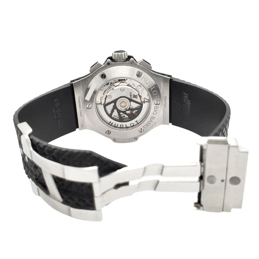 Hublot Big Bang Chronograph 44mm Ceramic Black Bezel/Rubber Strap/Steel Watch 301.SM.1770.RX Box Papers - Image 5