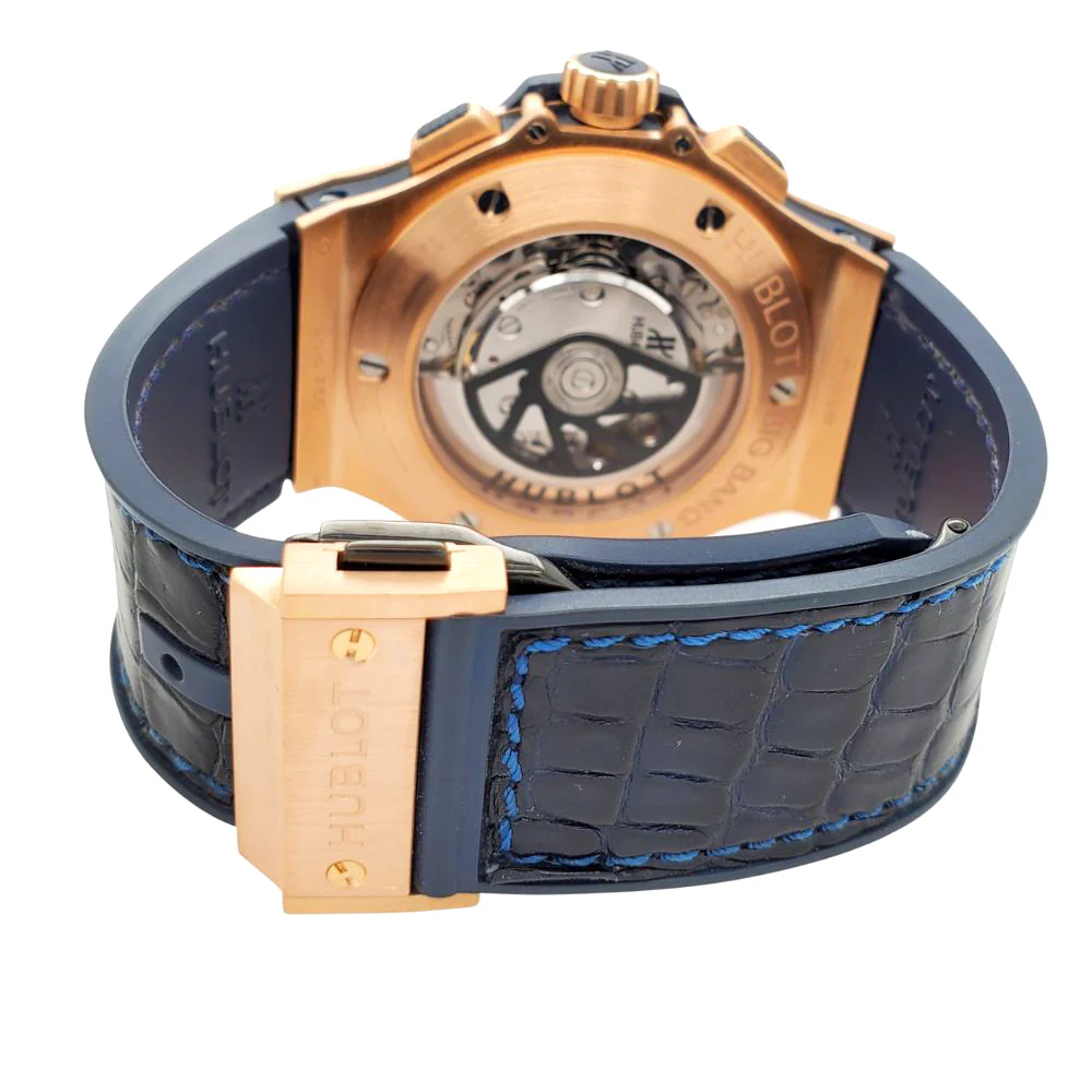 Hublot Big Bang Chronograph 44mm Rose Gold Blue Dial Watch 301.PX.7180.LR Box Papers - Image 4