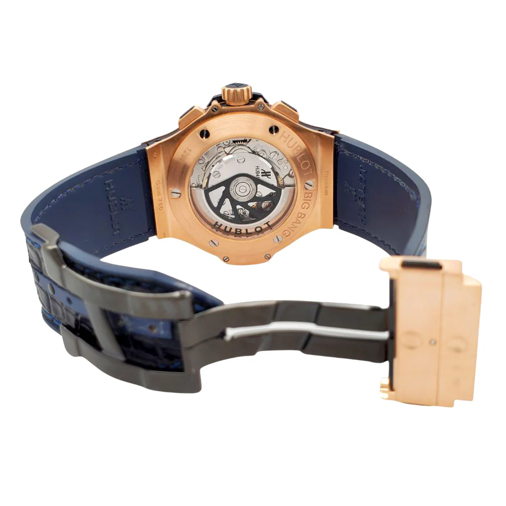 Hublot Big Bang Chronograph 44mm Rose Gold Blue Dial Watch 301.PX.7180.LR Box Papers - Image 5