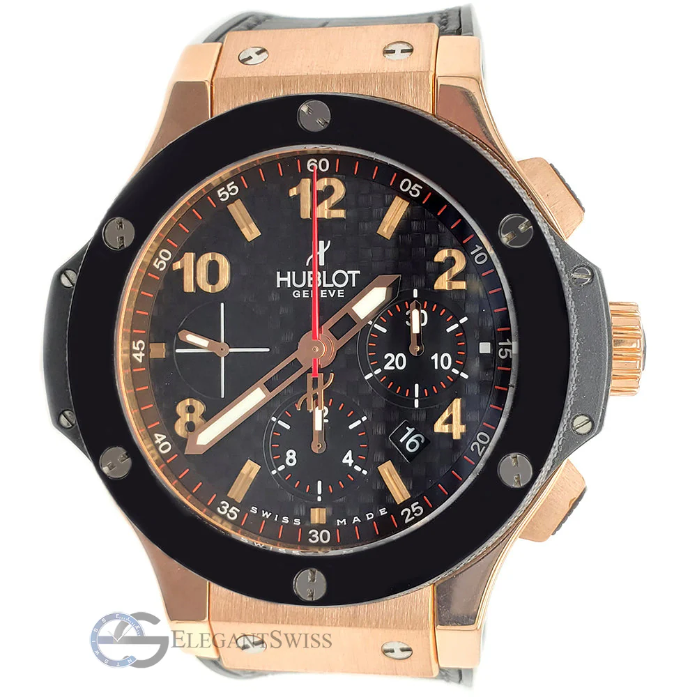 Hublot Big Bang Chronograph 44mm Rose Gold Ceramic Black Watch 301.PB.131.RX Box Papers