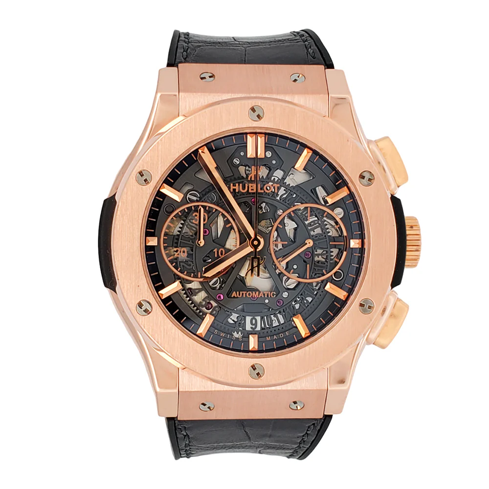 Hublot Classic Fusion Aerofusion Chronograph 45mm King Gold Skeleton Watch 525.OX.0180.LR Box Papers - Image 4