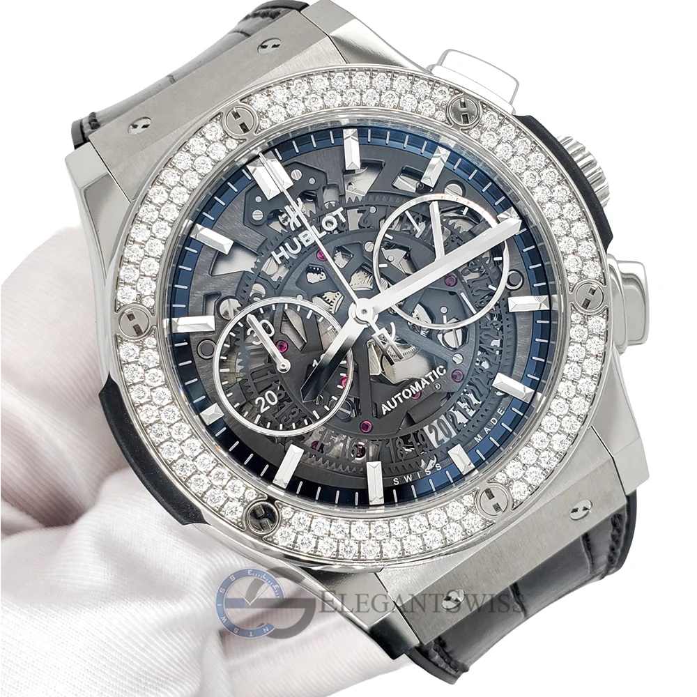 Hublot Classic Fusion Chronograph Aerofusion Titanium 45MM Skeleton Diamond Dial 525.NX.0170.LR.1104 Watch 2019 Box Papers - Image 3