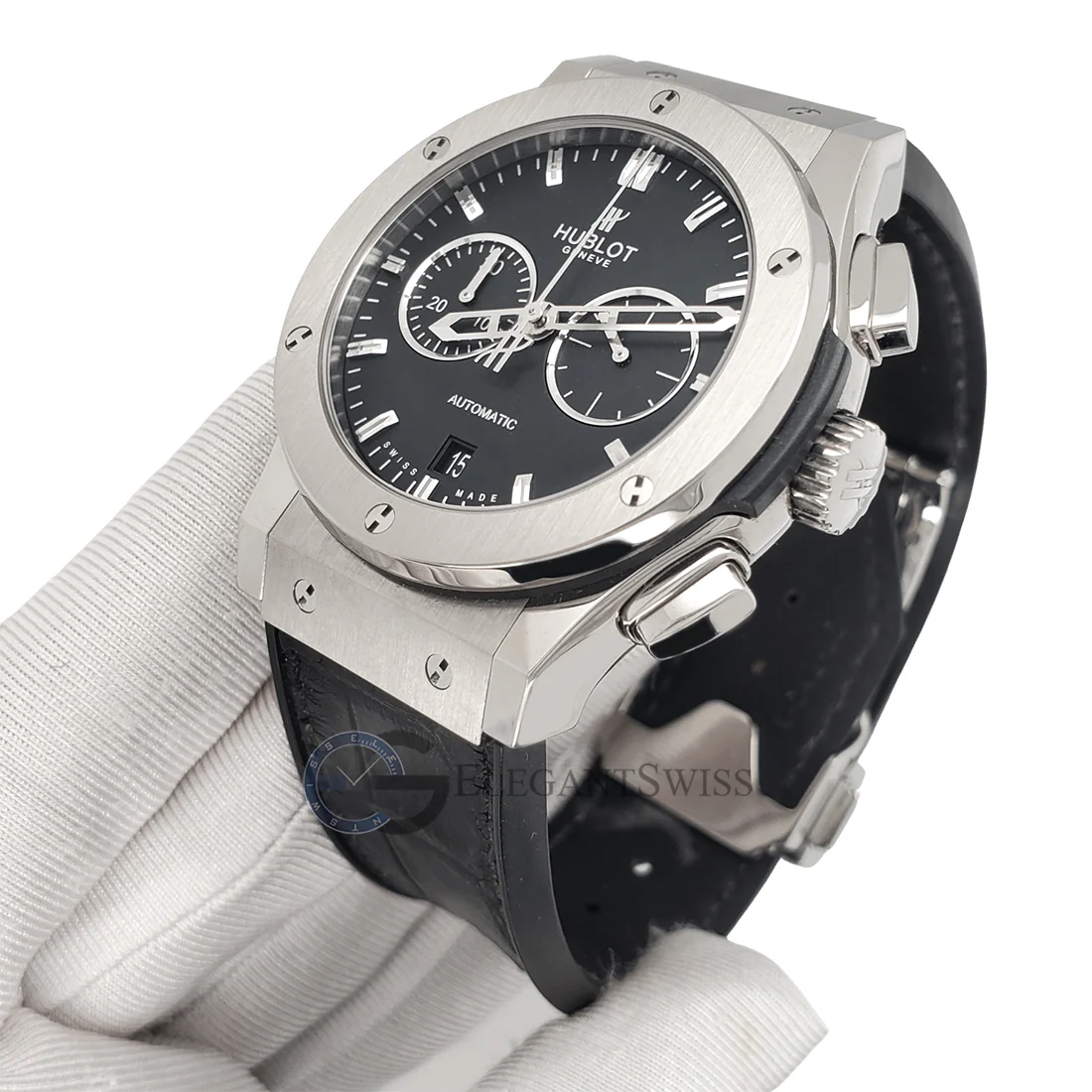 Hublot Classic Fusion Chronograph Titanium 42MM Black Dial Watch 541.NX.1170.LR Box Papers - Image 3