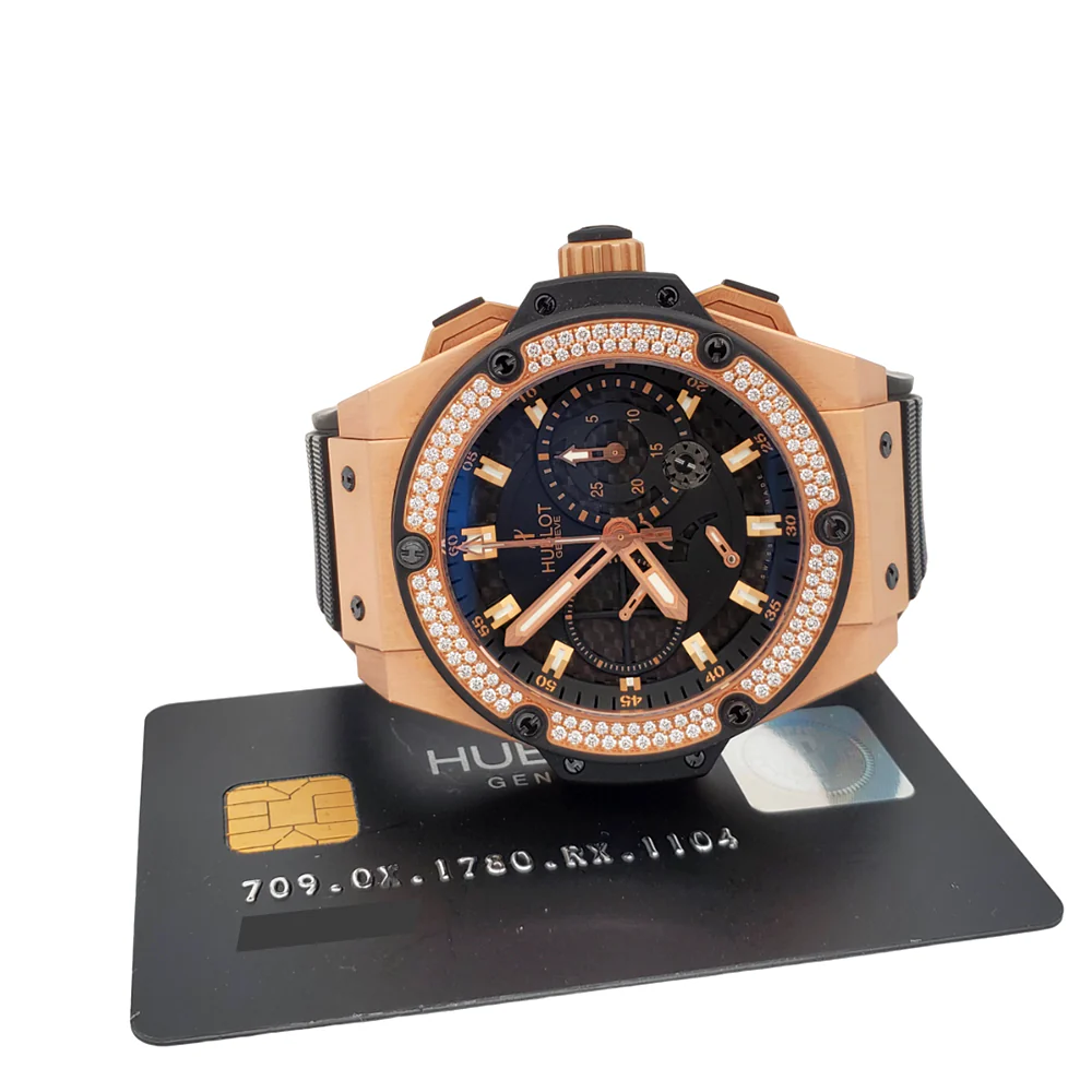 Hublot King Power 48mm Factory Diamonds Bezel Rose Gold Watch Box Papers - Image 4
