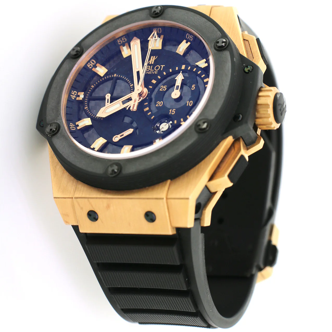 Hublot King Power 48MM Rose Gold Limited Edition Watch w/Split Second Black Guilloche Dial - Image 2