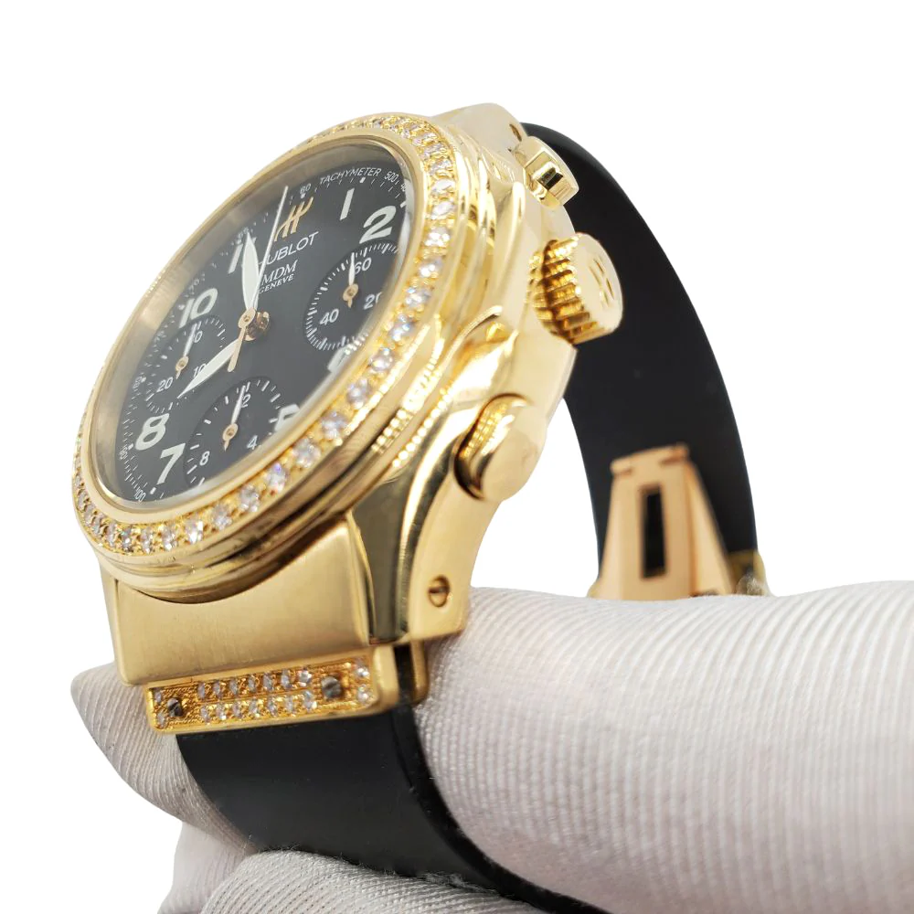 Hublot MDM Elegant Chronograph 40mm Yellow Gold Diamond Watch 1810.3.054 - Image 2
