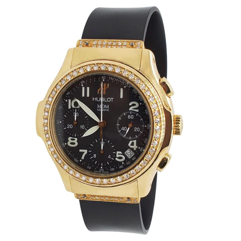 Hublot MDM Elegant Chronograph 40mm Yellow Gold Diamond Watch 1810.3.054 - Image 4