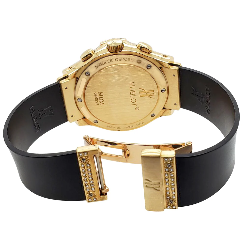 Hublot MDM Elegant Chronograph 40mm Yellow Gold Diamond Watch 1810.3.054 - Image 7
