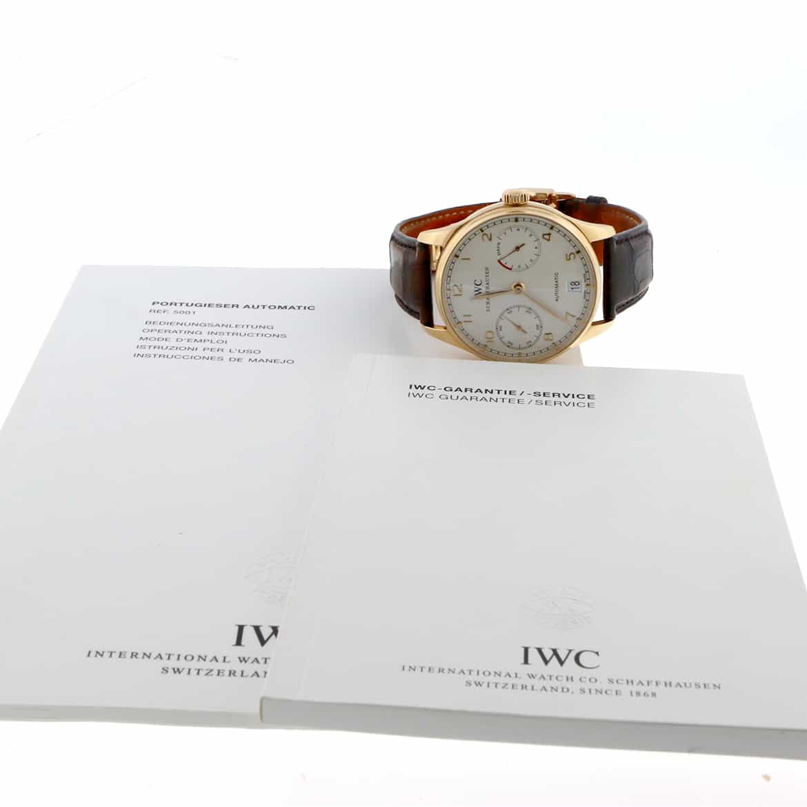 IWC Portuguese 18K Rose Gold 7-Days Power Reserve 42MM Automatic Mens Watch IW500113 - Image 5