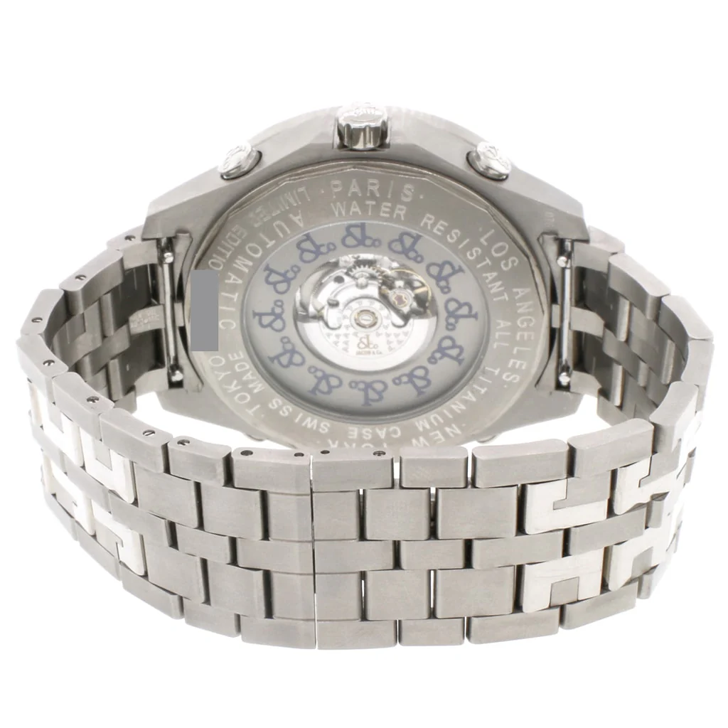 Jacob & Co. Five Time Zone Factory Dark Blue Diamond Dial Automatic Titanium Mens Watch JC-82B - Image 4
