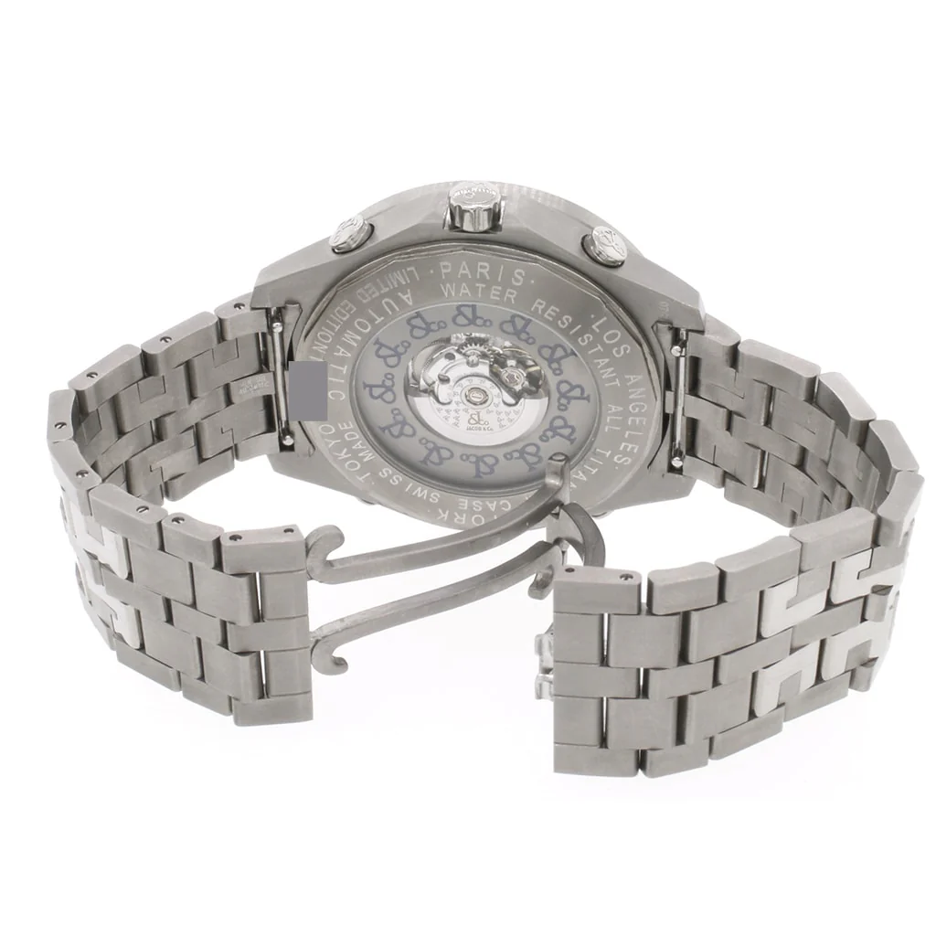 Jacob & Co. Five Time Zone Factory Dark Blue Diamond Dial Automatic Titanium Mens Watch JC-82B - Image 5
