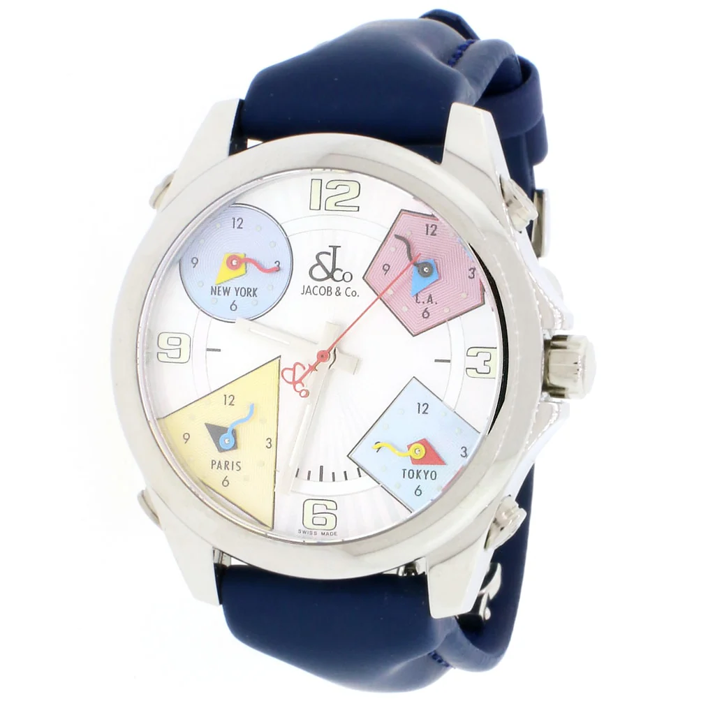 Jacob & Co. Five Time Zone Factory Silver Dial 41MM Stainless Steel Mens Watch JCM-24