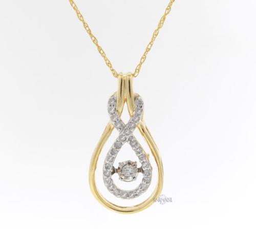 Ladies 14K Yellow Gold 0.18 Ct Diamond Pendant & 14K Yellow Gold Necklace - Image 2