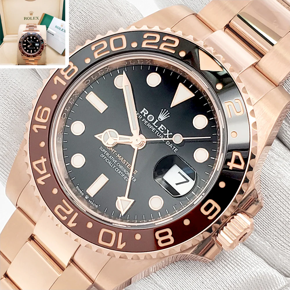 Mint 2019 Rolex GMT-Master II Rootbeer 126715CHNR Rose Gold Watch Box Papers