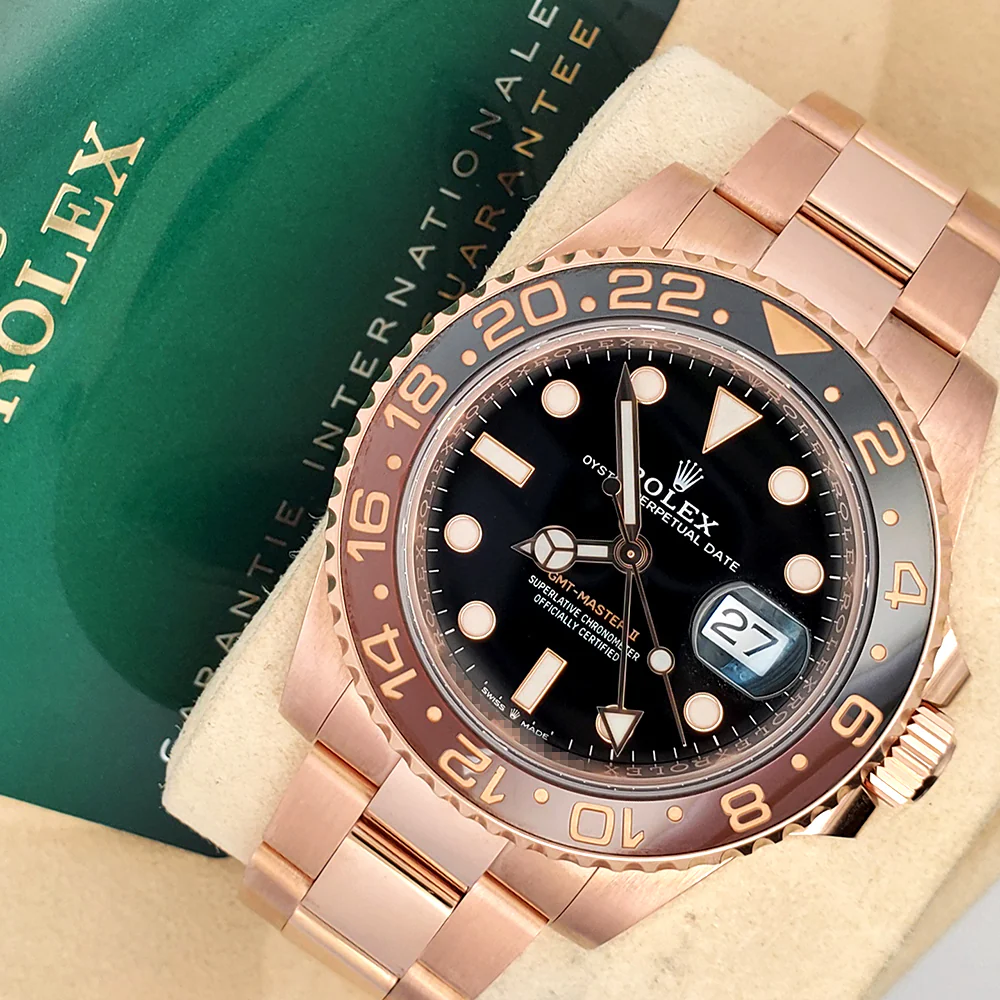 Mint 2021 Rolex GMT-Master II Rootbeer 126715CHNR Everose Gold Oyster Watch Box Papers