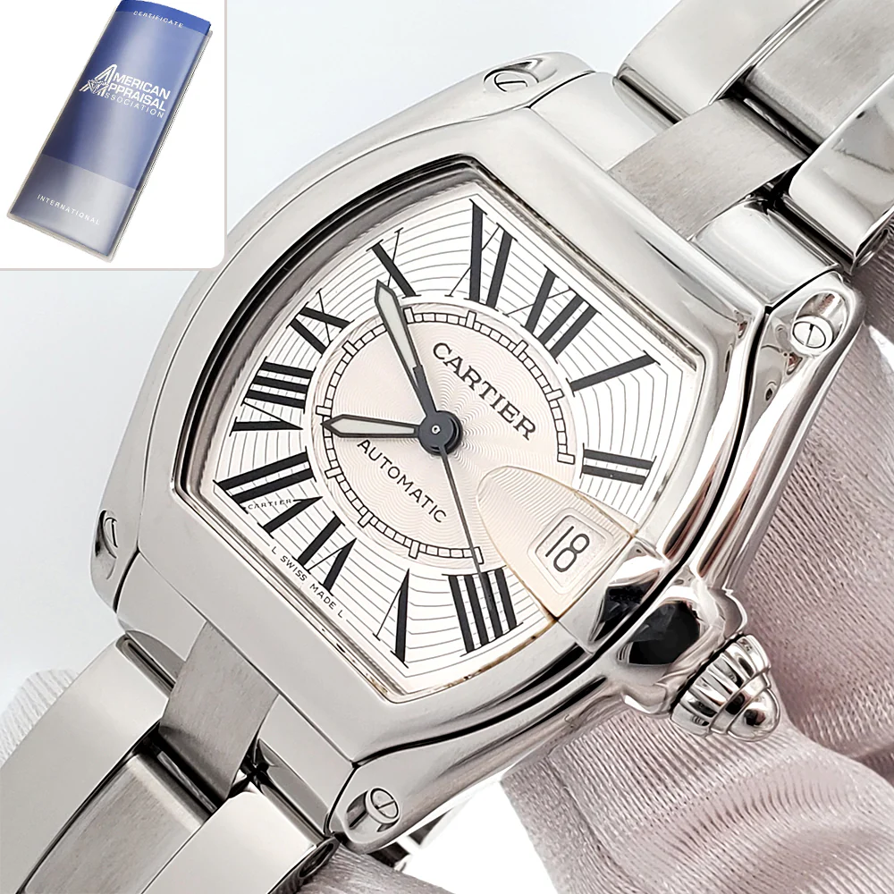 Mint Cartier Roadster 37mm Silver Roman Dial Steel Watch W62025V3 2510