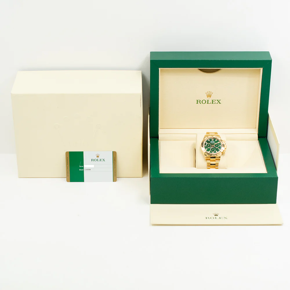 Mint Rolex Cosmograph Daytona 116508 40mm "John Mayer" Green Dial Yellow Gold Watch Box Papers - Image 2