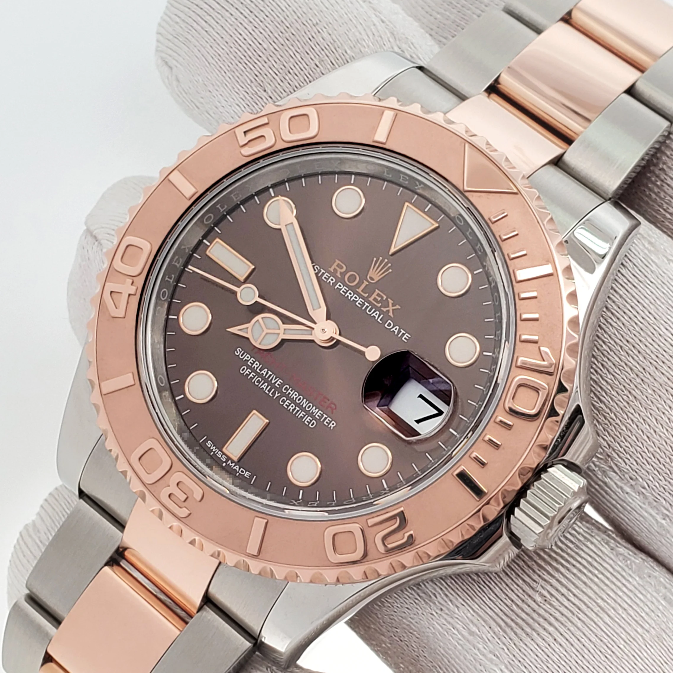 Mint Rolex Yacht-Master 40mm Chocolate Dial 2-Tone Rose Gold/Steel Watch 116621 Box Service Papers - Image 3