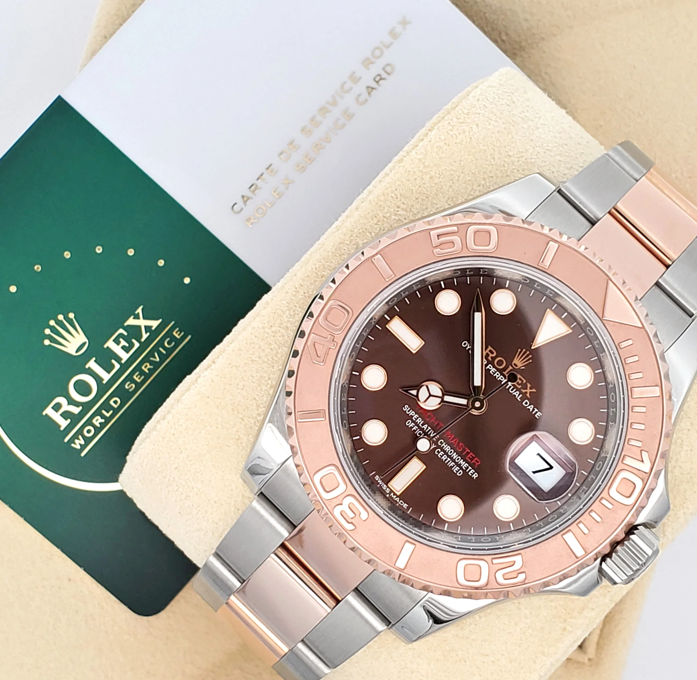 Mint Rolex Yacht-Master 40mm Chocolate Dial 2-Tone Rose Gold/Steel Watch 116621 Box Service Papers - Image 4