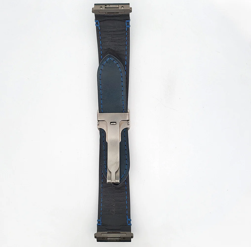 OEM Cartier Santos Quick Release Blue Calfskin Leather Strap with Deployment Buckle KD7GJABM 21mm - Image 2