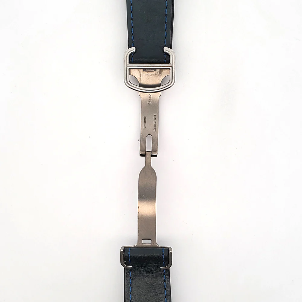 OEM Cartier Santos Quick Release Blue Calfskin Leather Strap with Deployment Buckle KD7GJABM 21mm - Image 3