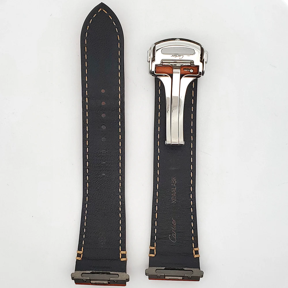 OEM Cartier Santos Quick Release Brown Leather Strap 21mm with Deployment Buckle KDAALABK - Image 3