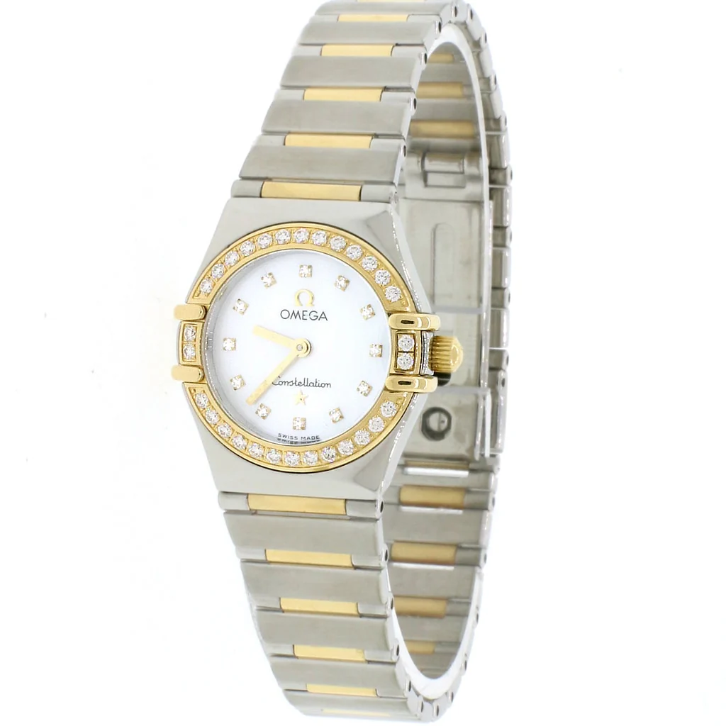 Omega Constellation 2-Tone Factory Diamond Bezel/Diamond MOP Dial 23mm Watch
