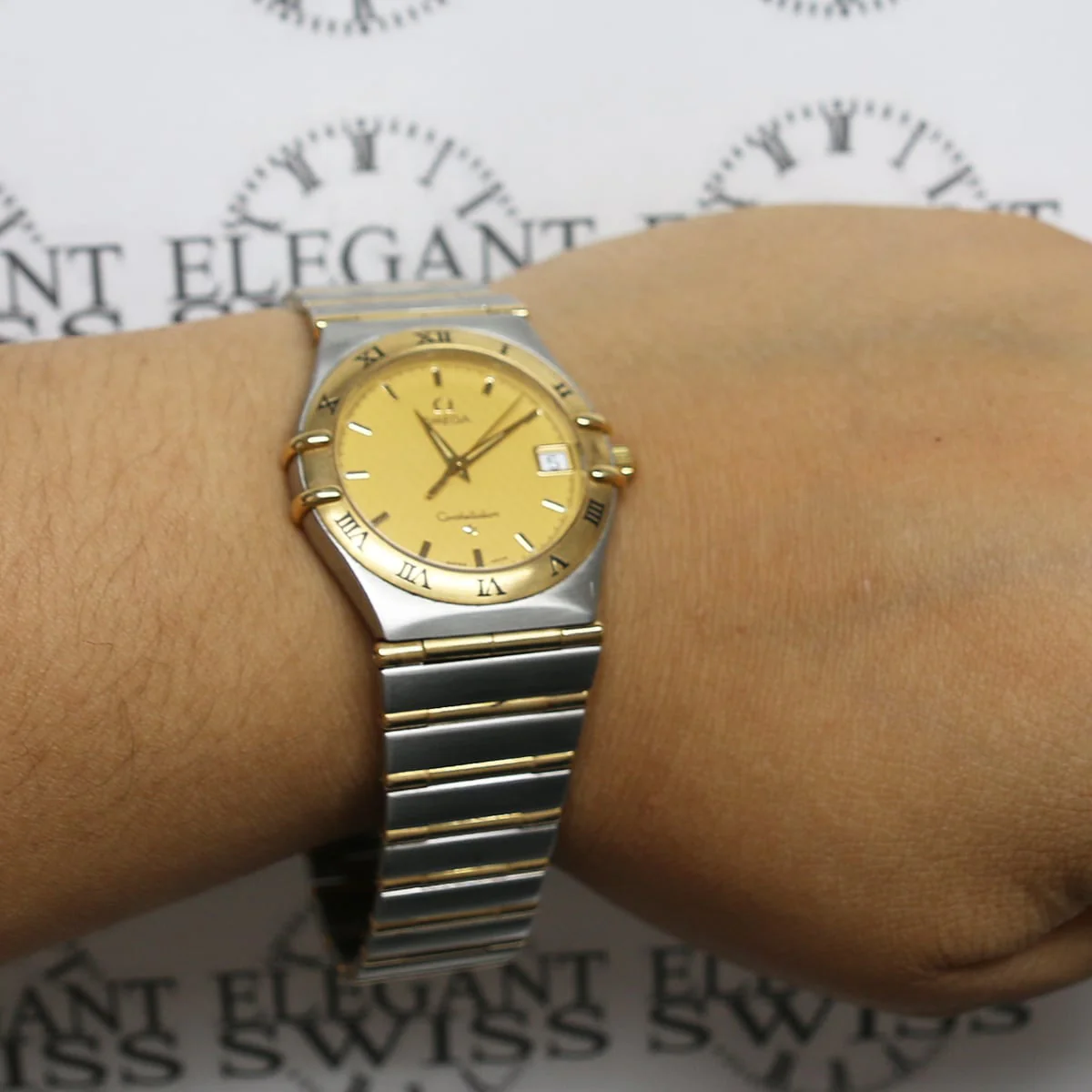 Omega Constellation Full Bar Two-Tone 18k Gold Stainless Steel Unisex Watch - Image 2
