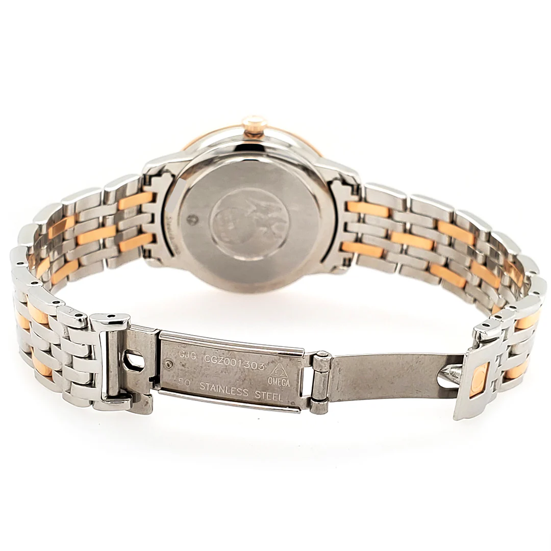 Omega De Ville Prestige 32.7mm Factory White MOP Dial/Diamond Bezel/Two-Tone Steel and Rose Gold Ladies Watch 424.25.33.20.55.003 - Image 5