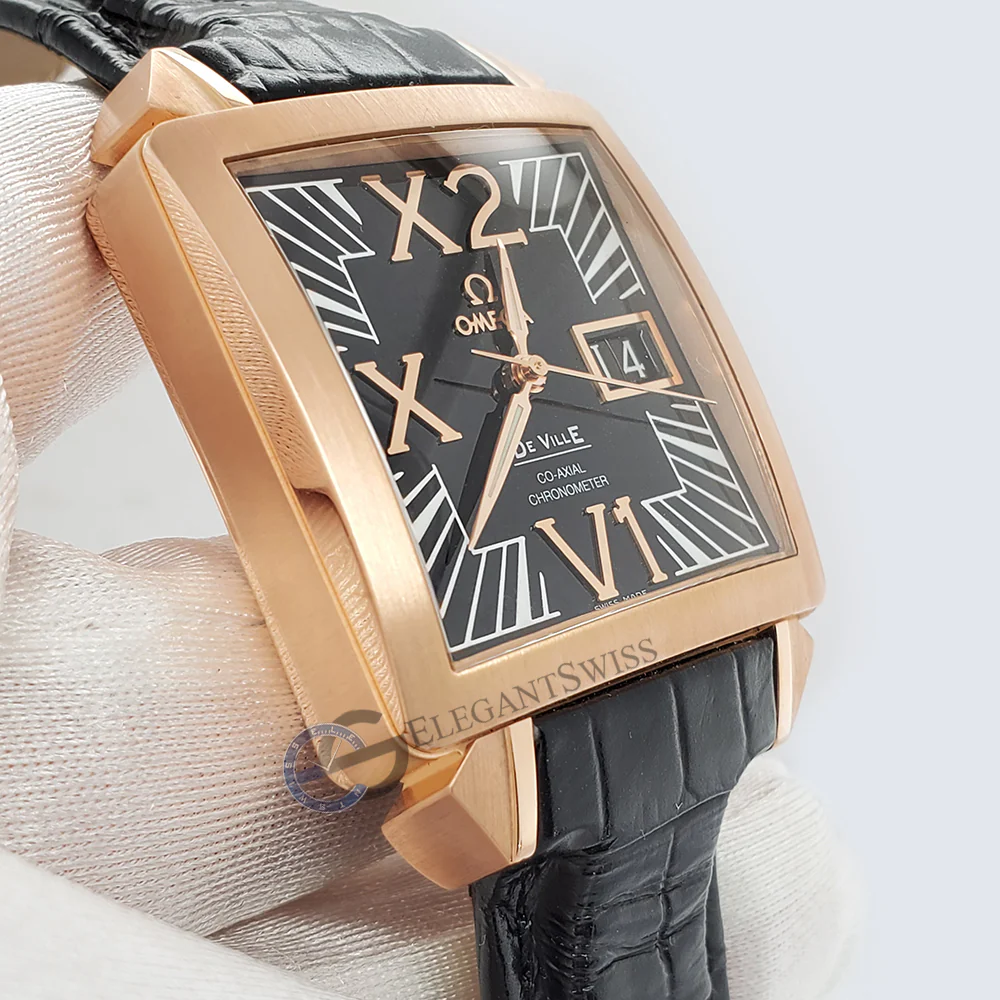 Omega De Ville X2 35mm Big Date Rose Gold Men’s Watch 7713.50.31 Box - Image 3