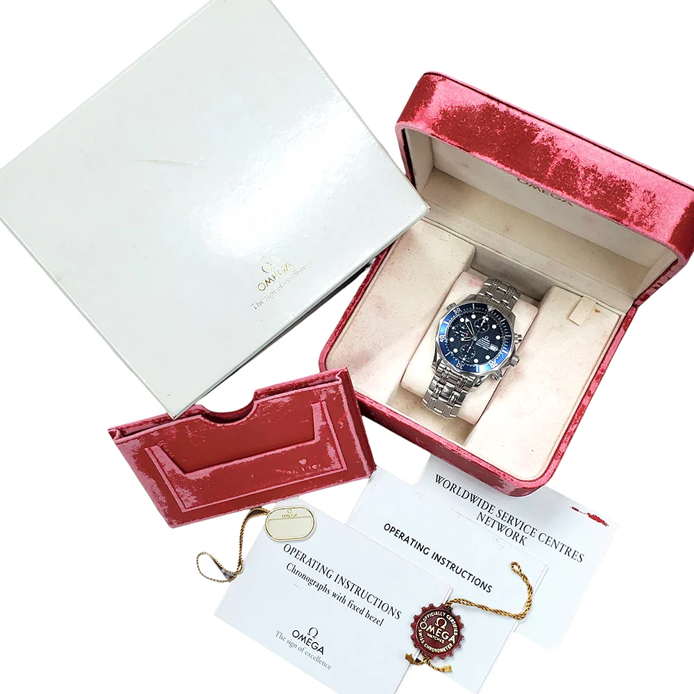 Omega Seamaster Chronograph Steel Blue Wave Dial Mens 41.5mm Watch 2599.80.00 Box/Booklet/Tag - Image 3