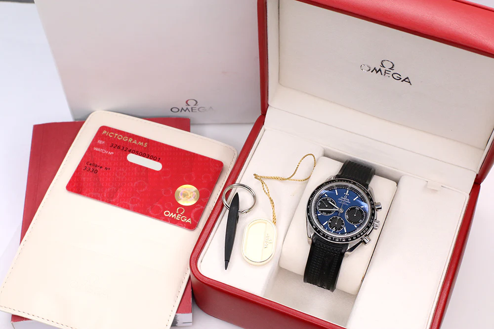 Omega Speedmaster Racing 40mm Steel Watch with Blue Dial/Rubber Strap/Box/Papers 326.32.40.50.03.001 - Image 9