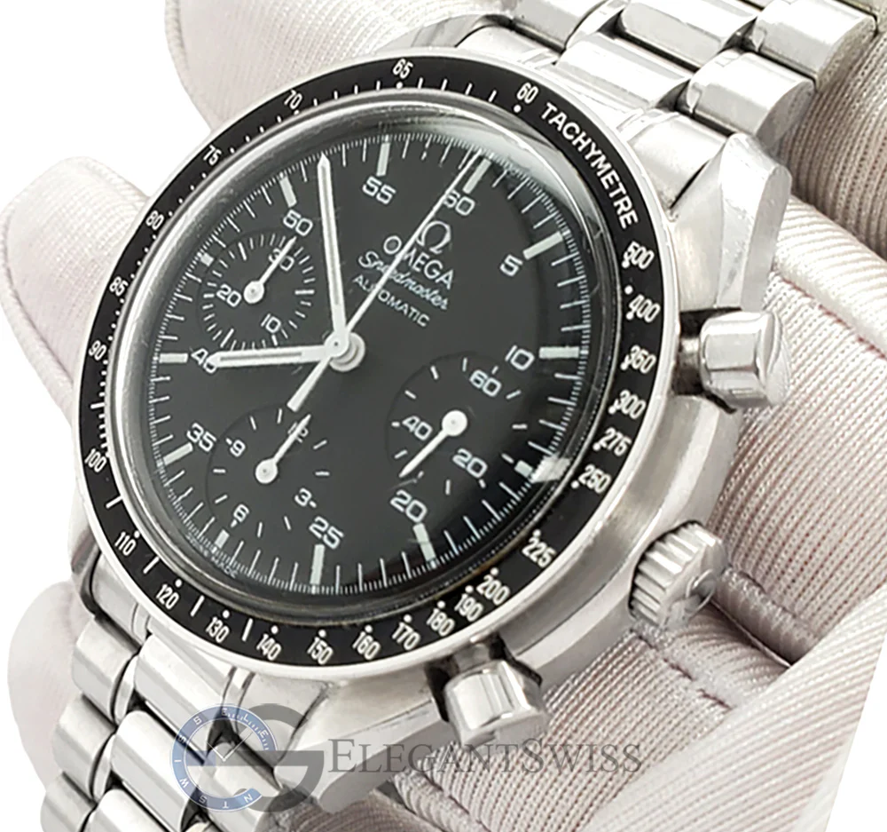 Omega Speedmaster Reduced 39mm Hesalite Chronograph Black Dial Watch 3510.50.00