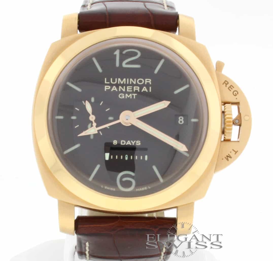 Panerai Luminor 1950 8 Days GMT 18K Pink Gold Limited Edition Automatic Mens Watch PAM289
