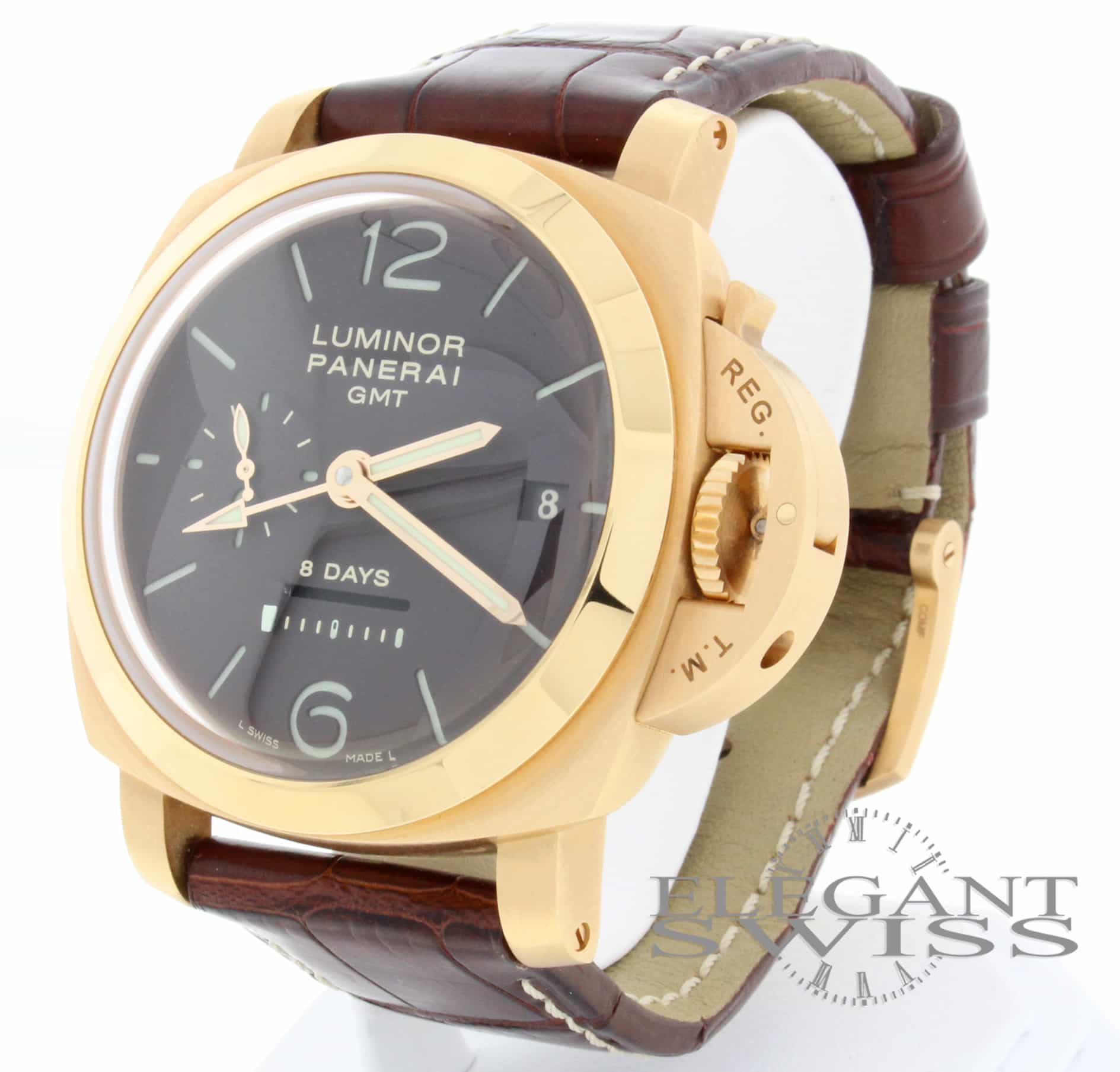 Panerai Luminor 1950 8 Days GMT 18K Pink Gold Limited Edition Automatic Mens Watch PAM289 - Image 8
