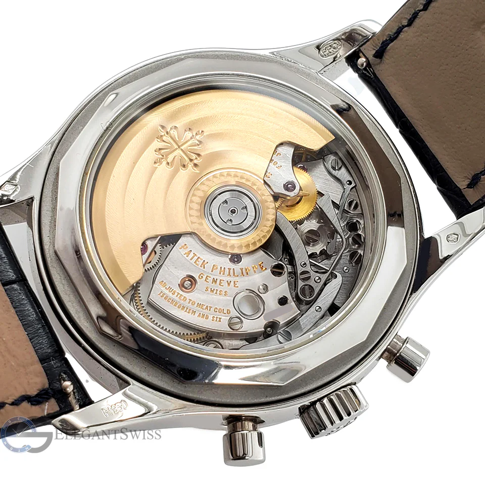 Patek Philippe 5961P 001 Complications Annual Calendar Blue Baguette Diamond Platinum Chronograph Watch Box Papers - Image 8