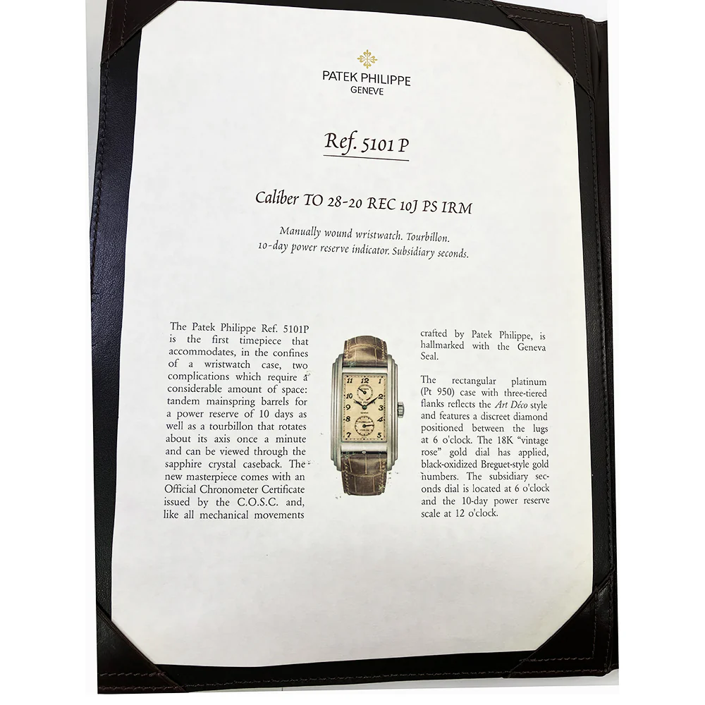 Patek Philippe Grand Complication 5101P-010 10 Day Tourbillon Platinum 2007 Box and Tourbillon Paper Manual Winding 30 x 51 mm Watch - Image 11