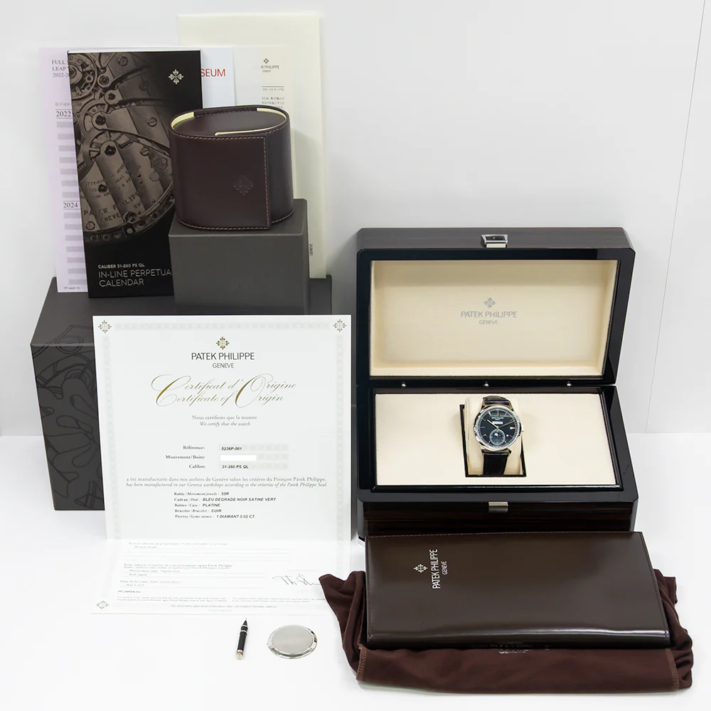 Patek Philippe Grand Complications In-Line Perpetual Calendar Platinum Blue Dial 41.3mm Watch 5236P-001 Box Papers - Image 2