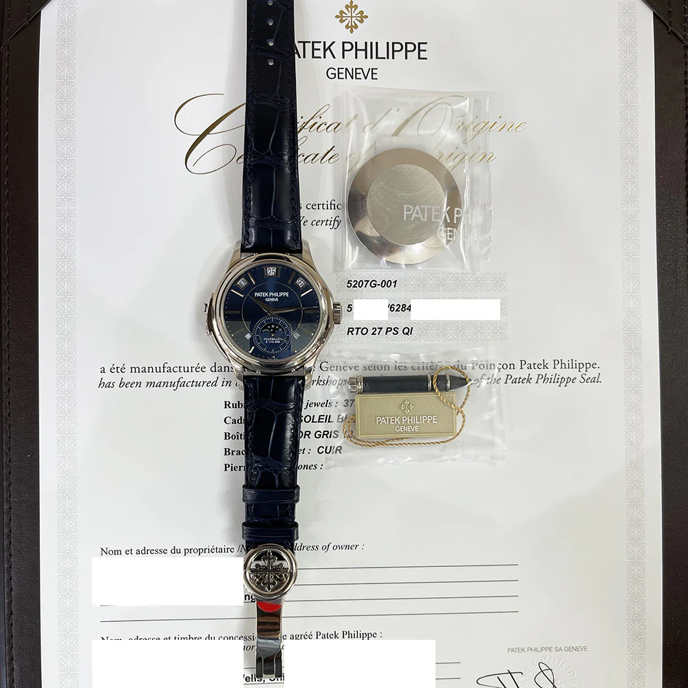 Patek Philippe Minute Repeater Perpetual Calendar 5207G-001 White Gold With Blue Leather Watch Blue Dial 2020 - Image 3