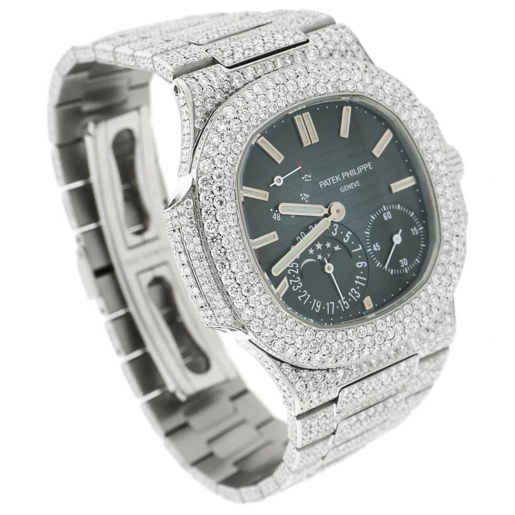 Patek Philippe Nautilus Annual Calendar Moonphase 41MM Black Dial Stainless Steel Watch 5712/1A-001 w/Diamond Bezel & Bracelet - Image 4