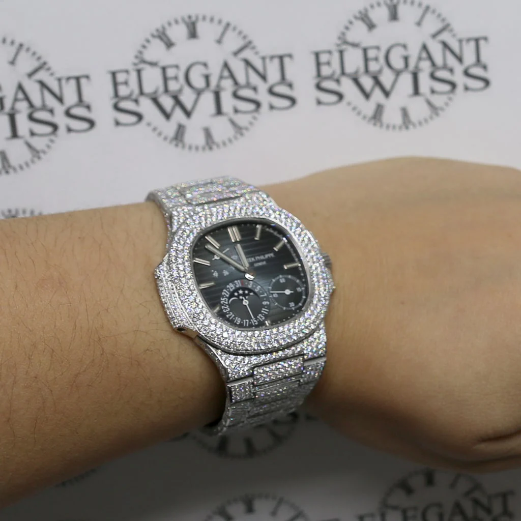 Patek Philippe Nautilus Annual Calendar Moonphase 41MM Black Dial Stainless Steel Watch 5712/1A-001 w/Diamond Bezel & Bracelet - Image 6