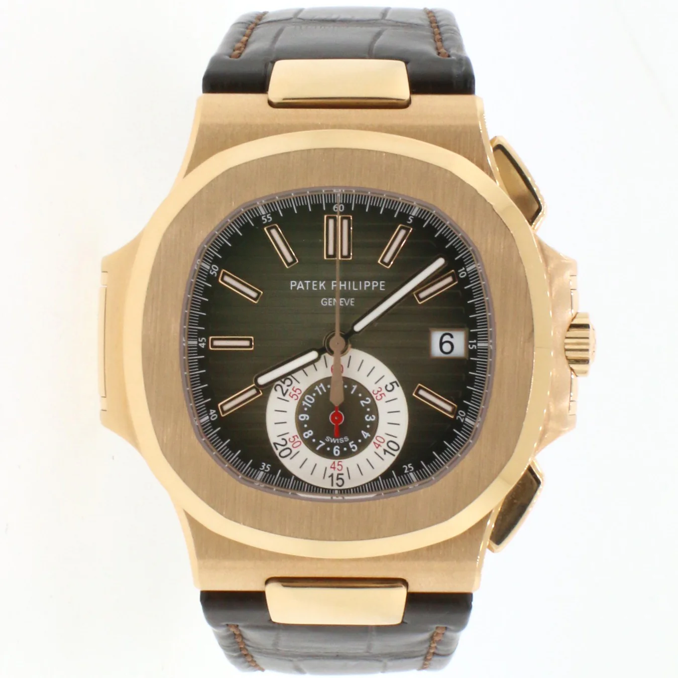 Patek Philippe Nautilus Chronograph Rose Gold Watch 5980R Box Papers