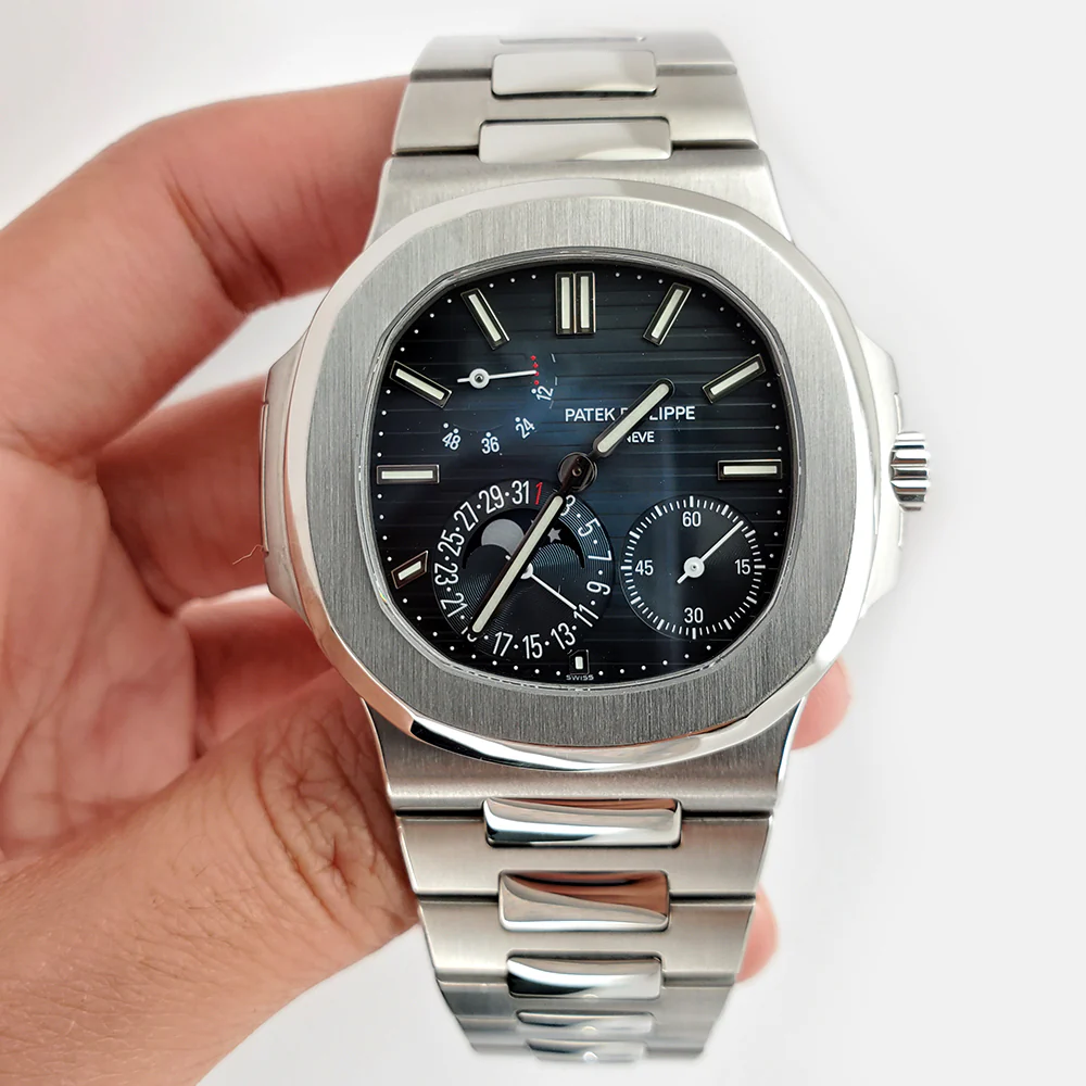 Patek Philippe Nautilus Moohphase 40mm Blue Dial Stainless Steel Watch 5712/1A Box Papers 2013 - Image 6