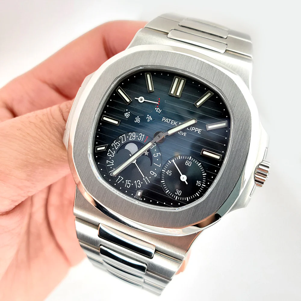 Patek Philippe Nautilus Moohphase 40mm Blue Dial Stainless Steel Watch 5712/1A Box Papers 2013 - Image 7